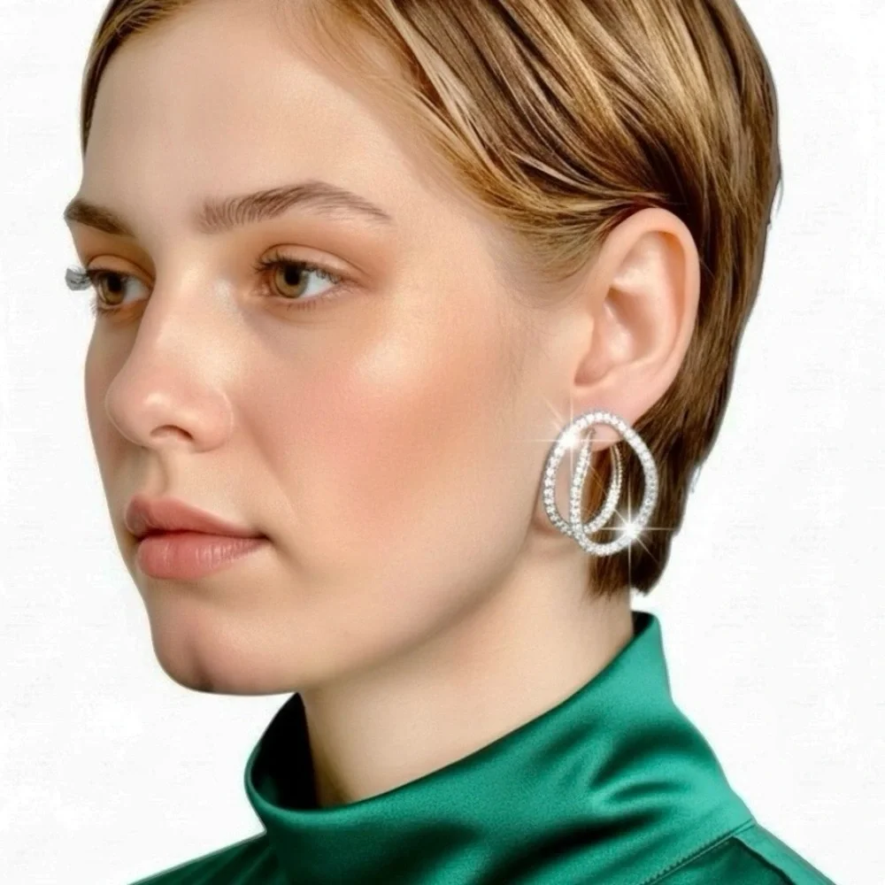 ALEXIS BITTAR Solanales Double Loop Crystal & Gold Post Earrings - BRAND NEW